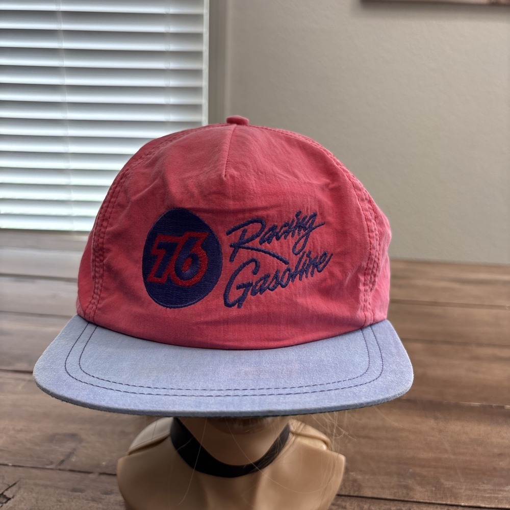 Vintage Union 76 Racing Gas  Race‎ Crew Snapback Hat Faded Blue And Red